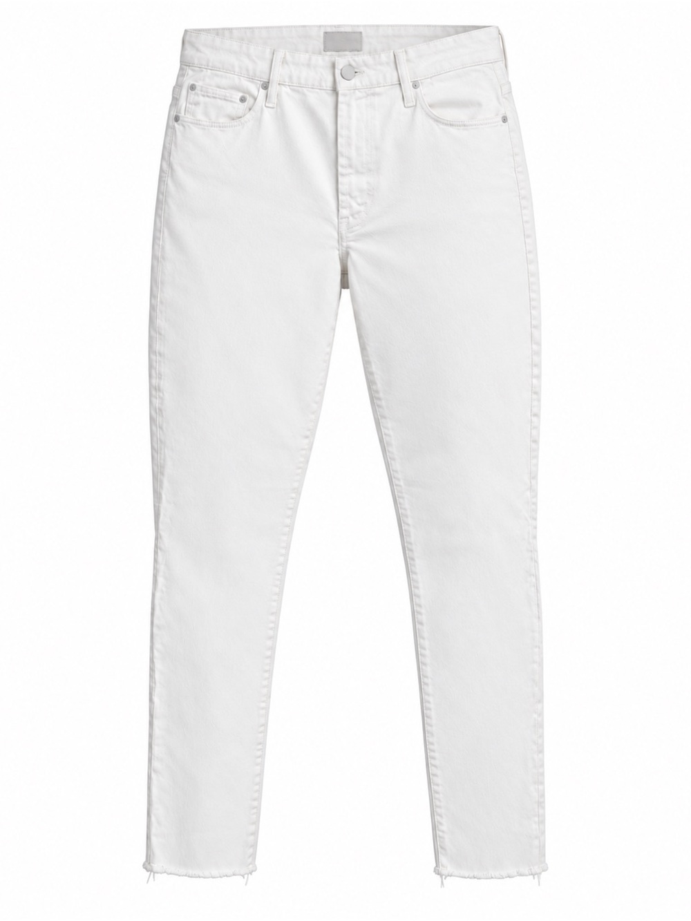MOTHER High Waisted Looker Ankle Fray Glass Slipper White Jeans 30